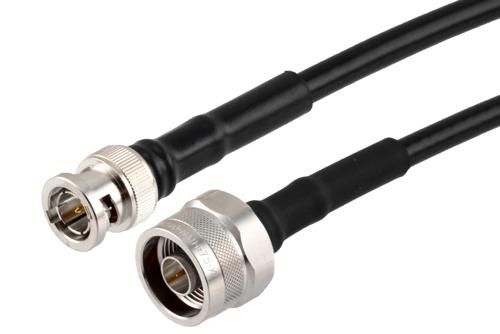 75 Ω BNC オス ～ 75 Ω N オス 低損失ケーブル, 75 Ω LMR-240-75-DB 同軸, Times Microwave 製品使用