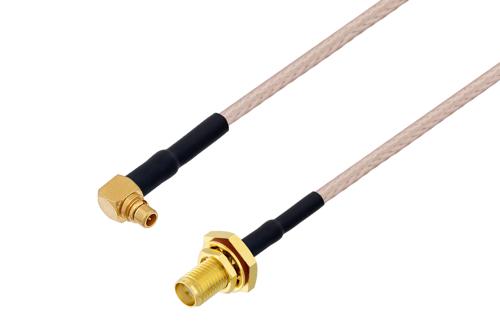 SMA メス バルクヘッド 〜 MMCX プラグ 直角ケーブル、RG316 同軸、熱収縮チューブ