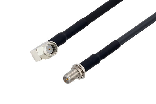 逆極性 SMA オス 直角 〜 逆極性 SMA メス バルクヘッドケーブル、LMR-195 同軸、熱収縮チューブ