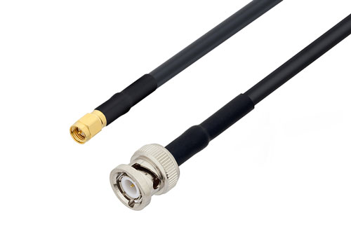 BNC オス ～  SMA オス, ケーブル LMR-240-UF 同軸, 熱収縮チューブ, 鉛フリーはんだ