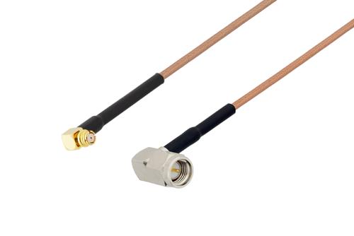 SMP メス 直角 〜 SMA オス 直角ケーブル、RG178 同軸、熱収縮チューブ
