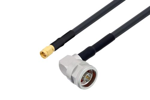 SMA オス 〜 N オス 直角ケーブル、LMR-240-UF 同軸、熱収縮チューブ