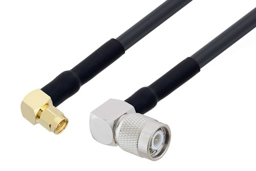 SMA オス直角 〜 TNC オス直角 ケーブル、LMR-240-UF 同軸 、熱収縮チューブ付
