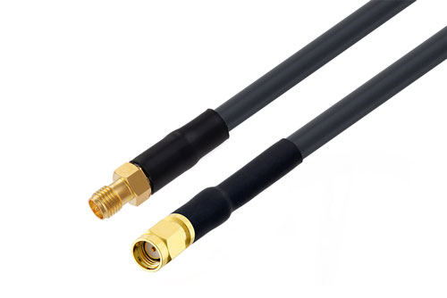 逆極性 SMA オス 〜 逆極性 SMA メス ケーブル、RG8X 同軸 、熱収縮チューブ付