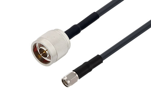 SMA オス 〜 N オス ケーブル、LMR-195 同軸、熱収縮チューブ、鉛フリーはんだ