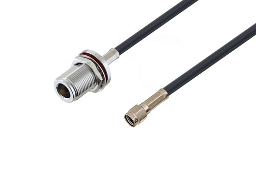 逆極性 SMA プラグ ～ N メス バルクヘッド 低損失ケーブル, LMR-195 同軸