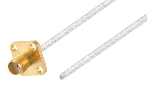 SMA Female 4 Hole Flange to Unterminated Lead Cable Using PE-SR405FL Coax