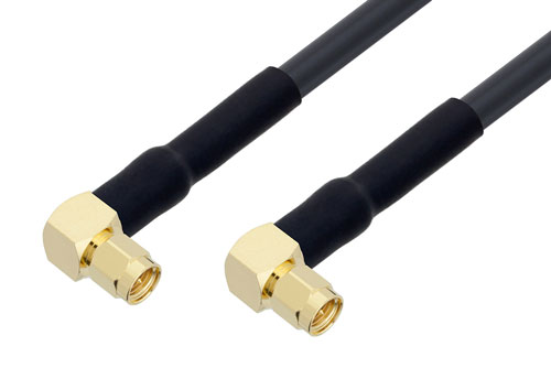 SMA Male Right Angle to SMA Male Right Angle Cable Using LMR-240-UF Coax with HeatShrink and 270 Deg. Clock
