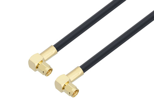 SMA オス 直角 ～ SMA オス 直角 低損失 ケーブル,  LMR-240-UF 同軸 , 鉛フリーはんだ