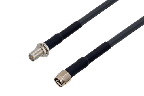 逆極性 SMA メス バルクヘッド 〜 逆極性 SMA オス ケーブル、LMR-195 同軸、熱収縮チューブ