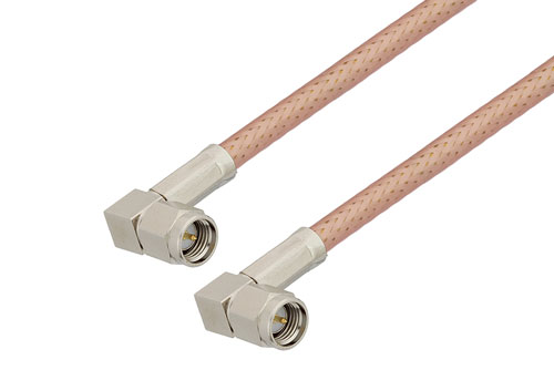 SMA Male Right Angle to SMA Male Right Angle Cable Using PE-P195 Coax with 180 Deg. Clock