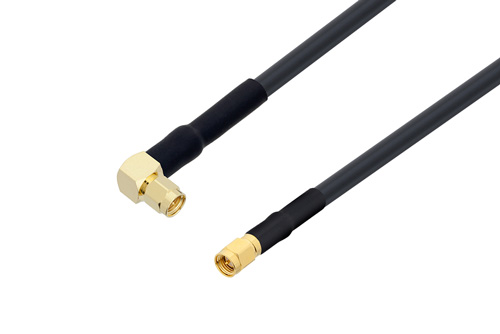 SMA オス 直角 〜 SMA オス ケーブル、LMR-240-UF 同軸、熱収縮チューブ