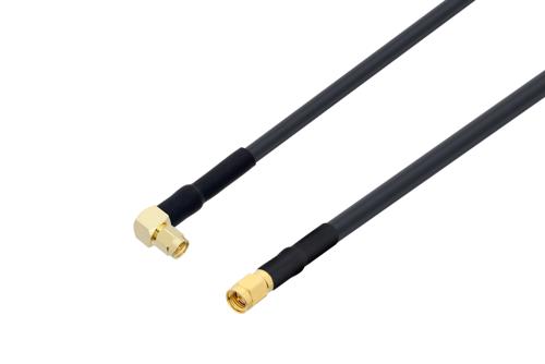 SMA オス 〜 SMA オス 直角ケーブル、LMR-240-UF 同軸、鉛フリーはんだ