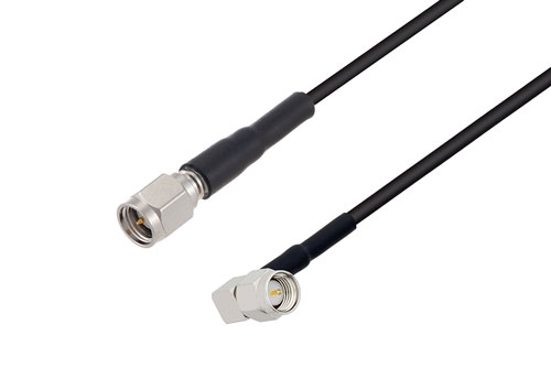 SMA オス 〜 SMA オス 直角ケーブル、LMR-100 同軸、熱収縮チューブ