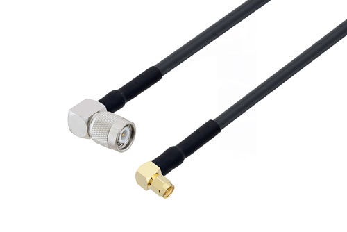 SMA オス 直角 〜 TNC オス 直角ケーブル、LMR-240 同軸、熱収縮チューブ