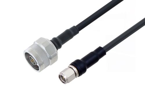 N オス 〜 SMA オス ケーブル、LMR-200-UF 同軸、熱収縮チューブ、鉛フリーはんだ
