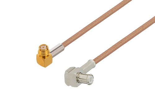 SMP Female Right Angle to MCX Plug Right Angle Cable Using RG178 Coax with 270 Deg. Clock