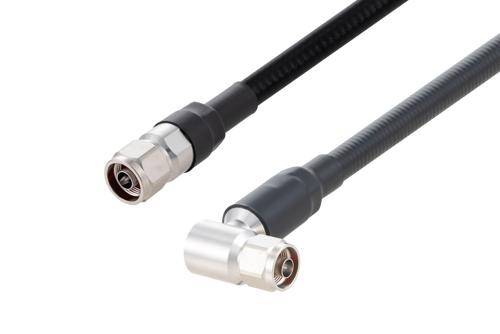 N Male to N Male Right Angle Cable Using 1/2 inch Superflexible Coax