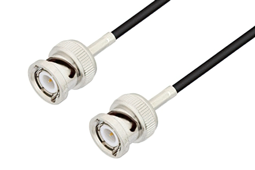 BNC オス 〜 BNC オス ケーブル、RG174 同軸、鉛フリーはんだ