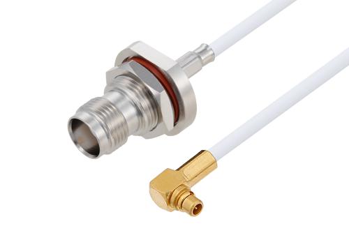 TNC メス バルクヘッド ～ MMCX プラグ 直角 ケーブル, RG188 同軸
