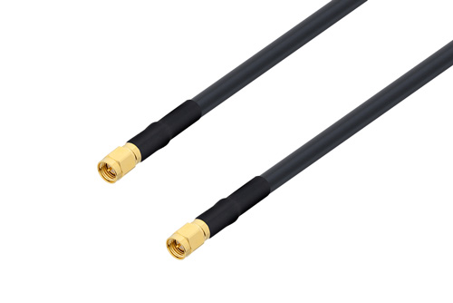 SMA オス 〜 SMA オス ケーブル、LMR-240-UF 同軸、熱収縮チューブ、鉛フリーはんだ