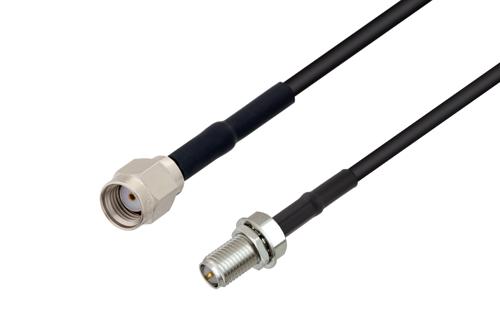 逆極性 SMA オス 〜 逆極性 SMA メス バルクヘッドケーブル、LMR-100 同軸、熱収縮チューブ