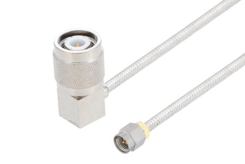 パシベート ステンレス鋼 SMA オス ～ TNC オス 直角 ケーブル, PE-SR402FL 同軸