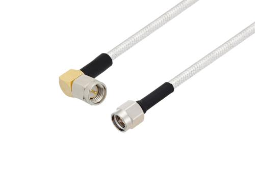 SMA オス 直角 〜 SMA オス ケーブル、PE-SR402FL 同軸、熱収縮チューブ