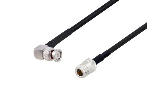 BNC オス 直角 〜 N メス ケーブル、LMR-240-UF 同軸、熱収縮チューブ