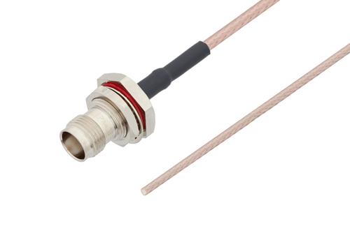 ストレート カットリード ～ TNC メス バルクヘッド ケーブル, RG316 同軸, 熱収縮チューブ付