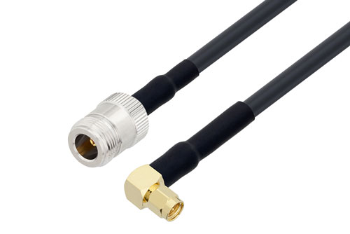 SMA Male Right Angle to N Female Cable Using LMR-240 Coax with HeatShrink