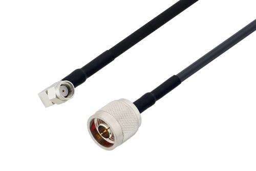 逆極性 SMA オス直角 〜 N オス ケーブル、LMR-195 同軸 、熱収縮チューブ付