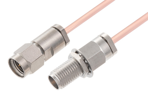 2.92mmオスから2.92mmメスバルクヘッドケーブル、RG405同軸