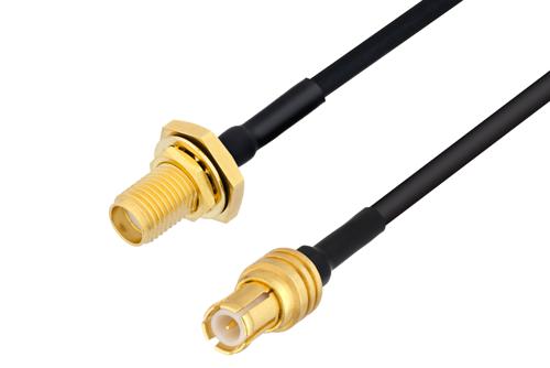 SMA メス バルクヘッド 〜 MCX プラグ ケーブル、PE-SR405FLJ 同軸