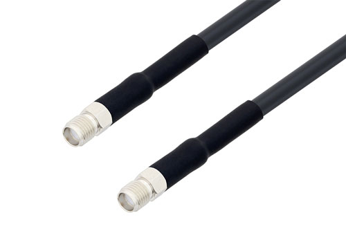 SMA メス 〜 SMA メス ケーブル、LMR-195 同軸 、熱収縮チューブ付、鉛フリーはんだ