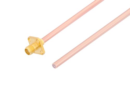 SMA メス 4ホールパネル 〜 切り離し同軸線、加工無し 雌雄同形 ケーブル、RG402 同軸