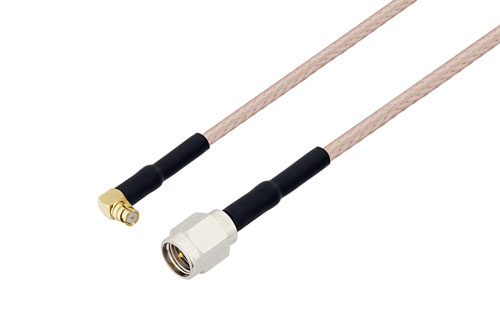 プッシュオン SMP メス 直角 〜 SMA オス ケーブル、RG316 同軸、熱収縮チューブ