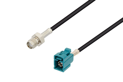 SMA メス 〜 水色 FAKRA ジャック ケーブル、LMR-100 同軸