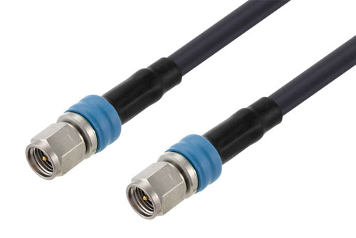 SMA オス ～  SMA オス 低損失ケーブル LMR-195 同軸, Times Microwave 構成品, 青色 Heat Shrink Indicator , 鉛フリーはんだ