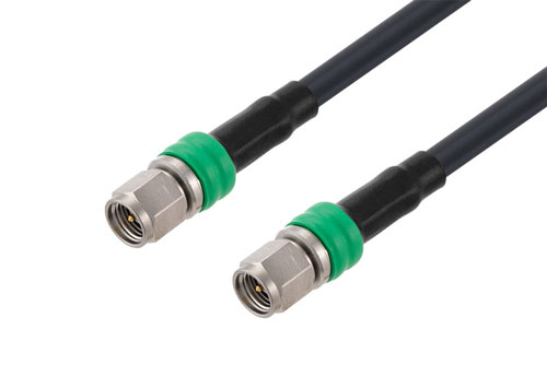 SMA オス ～  SMA オス 低損失ケーブル LMR-195 同軸, Times Microwave 構成品, 緑色 Heat Shrink Indicator , 鉛フリーはんだ