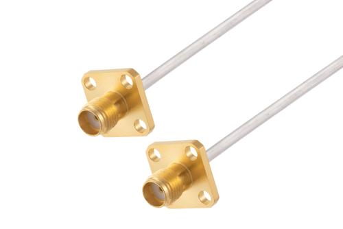 SMA メス 4ホールパネル 〜 SMA メス 4ホールパネルケーブル、RG405錫メッキ 同軸