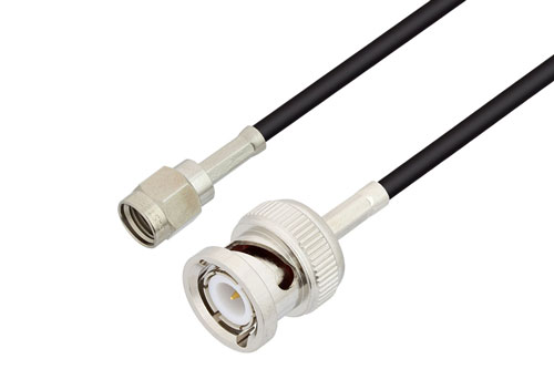 逆極性 SMA オス 〜 BNC オス ケーブル、RG174 同軸