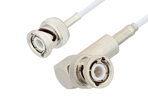 BNC オス 〜 BNC オス 直角ケーブル、RG188 同軸