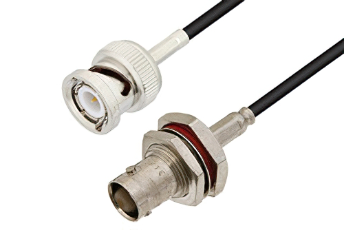 BNC オス 〜 BNC メス バルクヘッドケーブル、RG174 同軸