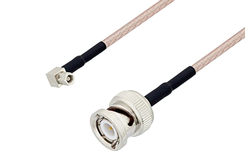 SMC プラグ 直角 〜 BNC オス ケーブル、RG316 同軸、熱収縮チューブ