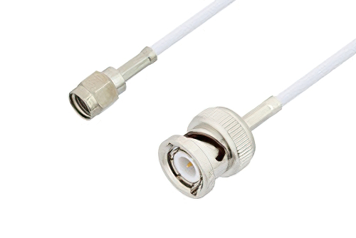 逆極性 SMA オス 〜 BNC オス ケーブル、RG188 同軸、鉛フリーはんだ