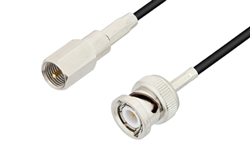 FME プラグ 〜 BNC オス ケーブル、RG174 同軸、鉛フリーはんだ