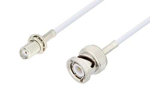 SMA メス バルクヘッド 〜 BNC オス ケーブル、RG188 同軸