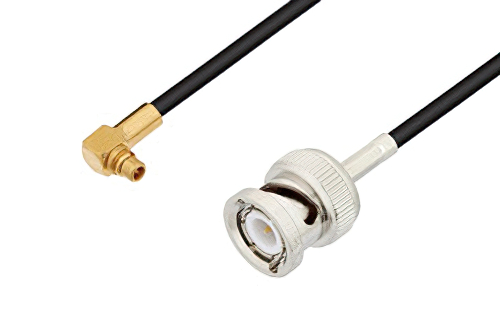 MMCX プラグ 直角 〜 BNC オス ケーブル、LMR-100 同軸