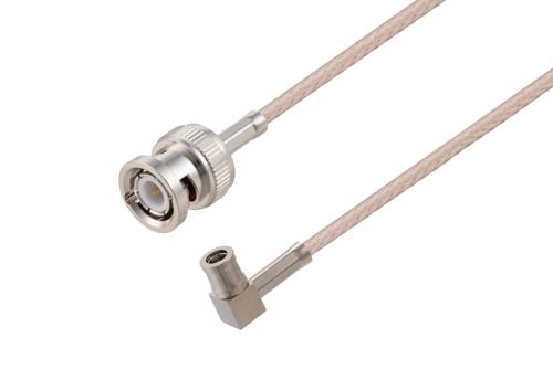 SMB Plug Right Angle to BNC Male Cable Using RG316-DS Coax, RoHS